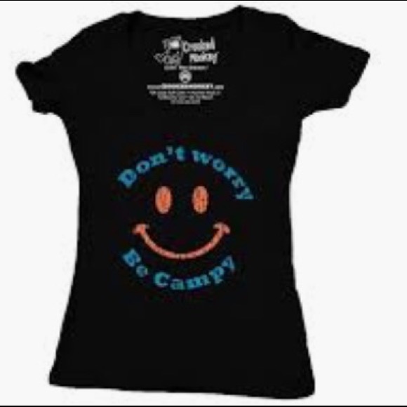 Vintage CROOKED MONKEY Tee "Don't Worry Be Campy" - Picture 1 of 5